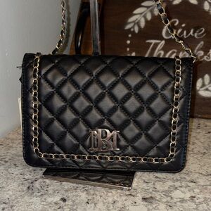 NWT Badgley Mishka Black Big Diamond Quilted Crossbody Bag with Braided Chain